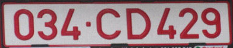 Matrícula diplomática 034, representando o país Répública Checa