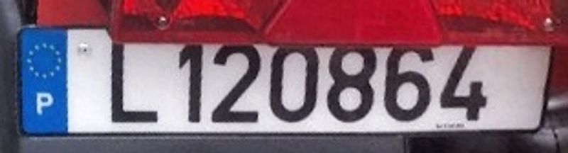 Matrícula reboque português no formato atual a partir de 2020